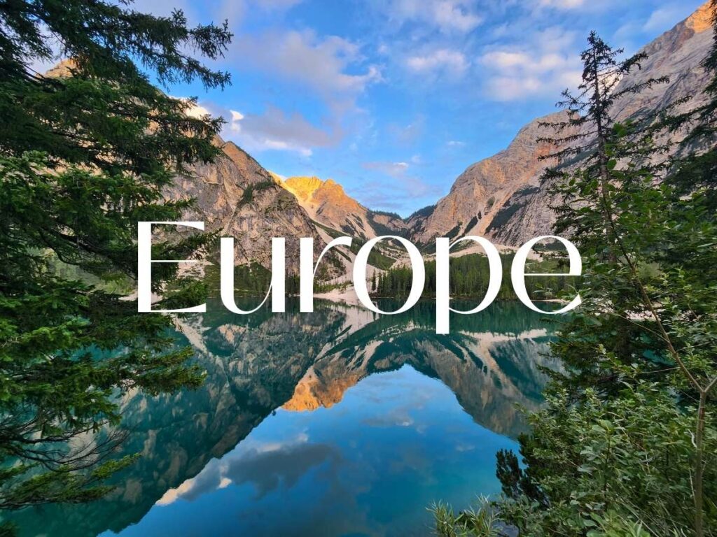 Europe - with a photo of Lago Di Braies in Italy